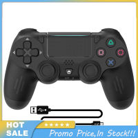 บลูทูธที่รองรับ4.0อุปกรณ์ควบคุมสัญญาณไวร์เลส Gamepad แบบคู่มอเตอร์สั่นพร้อมแถบแสงที่เข้ากันได้กับ Ps4