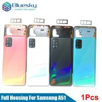 Bluesky ฝาครอบ A515X A515FN + เลนส์กล้องถ่ายรูป + ถาดสล็อตซิม + โลโก้สำหรับ Samsung Galaxy A51 A515 A515F