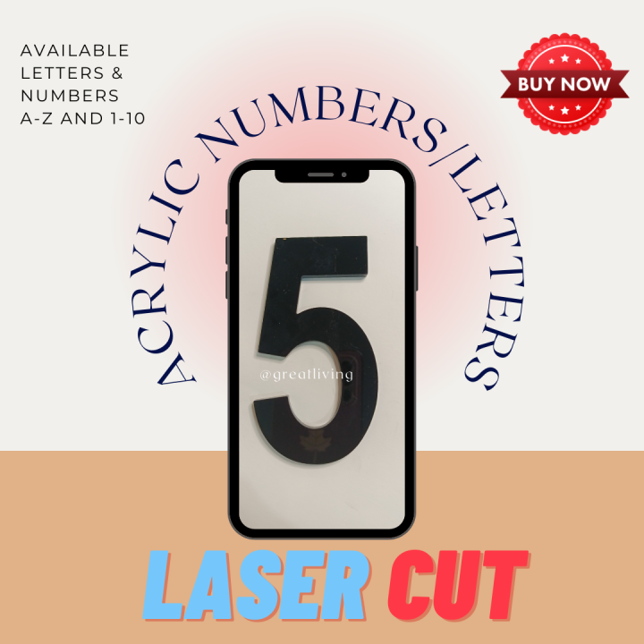 Pre Cut Customized BLACK Laser Cut Acrylic Letters AZ /Numbers 10