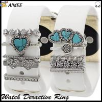 AIMEE 5pcs สำหรับสร้อยข้อมือ iWatch เครื่องประดับแหวนเพชร เครื่องรางที่มีเสน่ห์ ซิลิโคนทำจากซิลิโคน สำหรับสาย Apple Watch อุปกรณ์เสริมสายรัด นาฬิกาวงแหวน