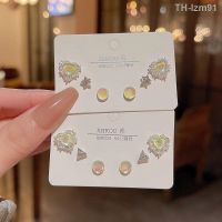 ? เครื่องประดับ S925 silver needle small pure and fresh and super fairy dream love stud earrings ins tide temperament set auger stars set earrings earrings