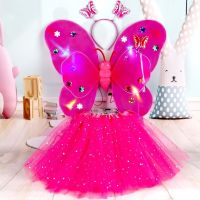 ต้นฉบับ Colorful Butterfly Wings Back Decoration Luminous Star Princess Dress Childrens Day Childrens Fairy Wings Performance Props