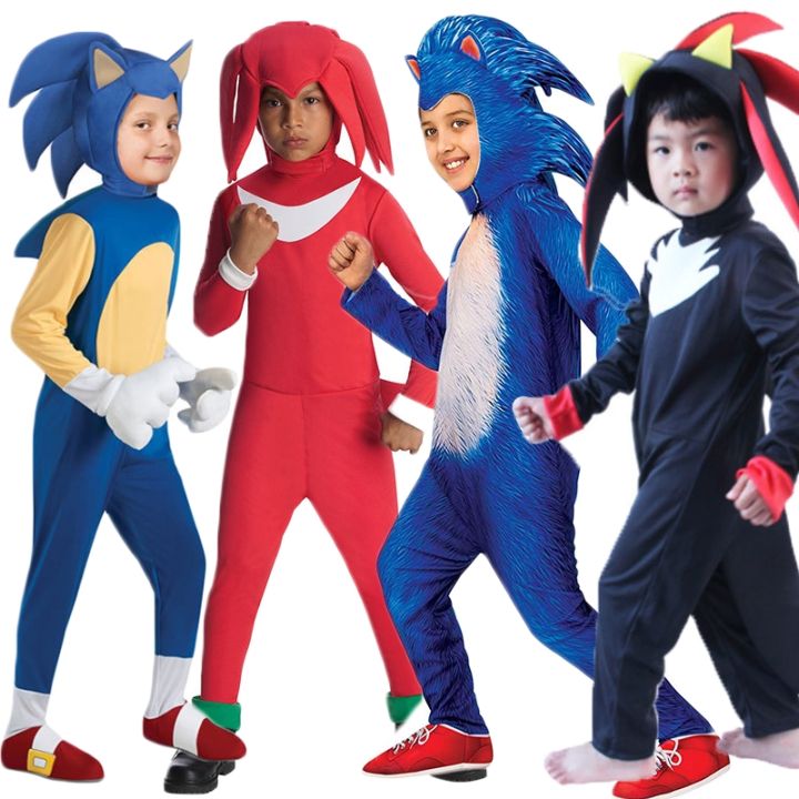 Kids Sonic The Hedgehog Costume Boys Jumpsuit w/ Gloves Cosplay
