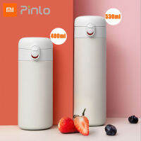 Xiaomi Pinlo ถ้วยเก็บความร้อนสแตนเลสแบบพกพา,กระติกน้ำสุญญากาศขวดน้ำฉนวนล็อคแบบมือเดียวบนแก้วขนาด400มล. 530มล.