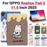 Casing PC แท็บเล็ตแมวกระต่ายน่ารักคุณภาพสูงใหม่ล่าสุดสำหรับ OPPO แผ่น Realme 2แผ่นปิดแนวตั้ง PU ขนาด11.5นิ้วสำหรับแผ่น Realme 2แผ่น Realme 2แผ่น2023ขนาด11.5นิ้วเคสป้องกันแท็บเล็ต