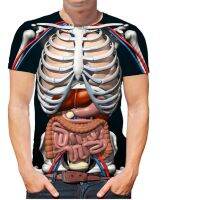 Personality T Shirt Male Skeleton Internal Organs Printed Short-sleeved T-shirt Funny Casual Tee