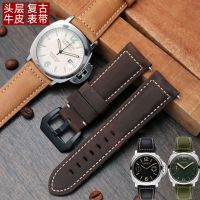 ▶★◀ Suitable for Panerai watch strap genuine leather men PAM111 441 retro crazy horse leather fat sea Casio leather watch chain