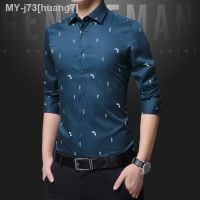 CODTheresa Finger Gentle Cotton Casual Floral dot Shirt Mens Korean long-sleeve Shirts business slim fit men blouse big size YoHomie