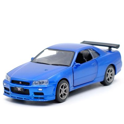 1:36 Nissan Skyline GTR R34 Simulation Metal Diecast Model Cars Kids Toys