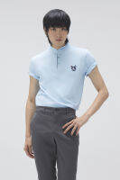 ESP เสื้อโปโลคอจีนลายเฟรนช์ชี่ ผู้ชาย สีฟ้า | Band Collar Polo Shirt | 03766