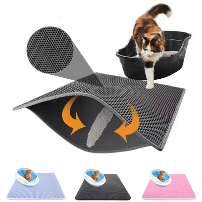 Pet Solid Color Cat Litter Pad Double Litter Trap Waterproof Eva Cat Litter Box Pad Cleaning Pad Kennel Pad Without Odor