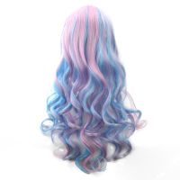 Soowee 70cm Long Women Hair Ombre Color High Temperature Fiber Wigs Pink Blue Synthetic Hair Cosplay Wig Peruca Pelucas