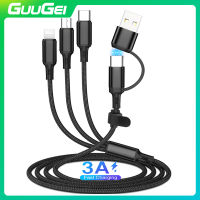 GUUGEI 5 In 1 USB สายชาร์จแบตเตอรี่3A สายสายซิงค์ข้อมูลสายชาร์จ USB สำหรับ IOS Android แท็บเล็ตโทรได้วอลล์ชาร์จด่วนที่ชาร์จโทรศัพท์มือถือ