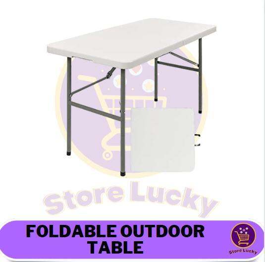 Folding Utility Table, FoldinHalf Portable Plastic Picnic Party