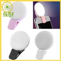 แหวนไฟเซลฟี่ LED FK5F แบบพกพาขนาดเล็กเติมที่หนีบน้ำหนักเบาบนโคมไฟสดโทรศัพท์มือถือ