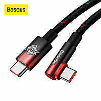 Baseus 100W สาย USB C สำหรับ Xiaomi Samsung S20 S21 Fast Charging สาย USB C 90 องศา QC 3.0 สายเคเบิลสำหรับเล่นเกมสำหรับ Macbook