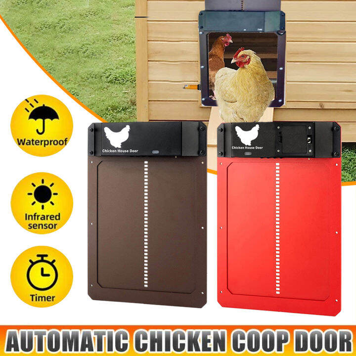 Automatic Chicken Coop Door Battery Powered Light Sensing Plastic Frame