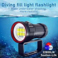 Professional Diving flashlight 100m Waterproof light 22800 lumen scuba Diving light type-C rechargeable underwater video light Diving Flashlights