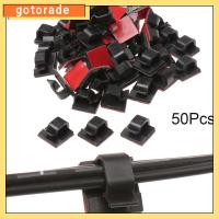 GOTORADE 50pcs เหนียว บริษัท กาวในตัว สปริง สายหัวเข็มขัด ผู้ถือผู้ให้บริการ การจัดการสายไฟ ที่หนีบสาย คลิปหนีบสาย