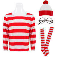 วอรี่ฉลาด Wheres Wally ตัวการ์ตูนอังกฤษ cosplay เสื้อผ้า เสื้อผ้าผู้ชายและผู้หญิงฮาโลวีน