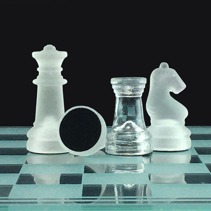 แก้วหมากรุกหมากรุกเกมหมากรุกนานาชาติแก้วหมากรุกชิ้นพับ-checkerboard-เครื่องประดับ-20x20-25x25-35x35-ซม-gothi2