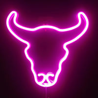 Bull Head LED Neon Light Sign Lamp Bulbs Animal Face Shape Wall Night light for Decor Room Party Shop Festival Restaurant Xmas