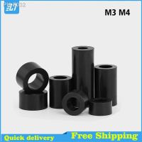 Non-Threaded Round ABS Spacer Hollow Nylon PCB Bolt Standoff Washer Black Screw Bolt M3 M4 OD 7mm