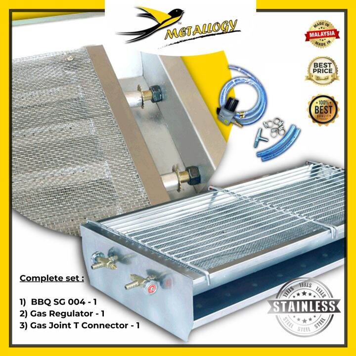 Metallogy Large Long BBQ Grill Classic Premium Stainless Steel Gas