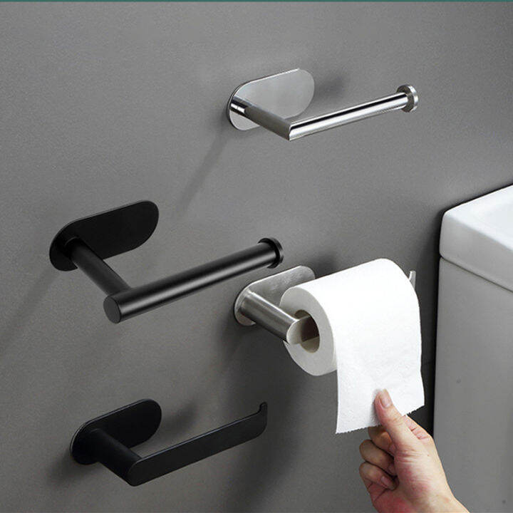 SelfStick Toilet Paper Holder Wall Mount For Bathroom Kitchen Silver
