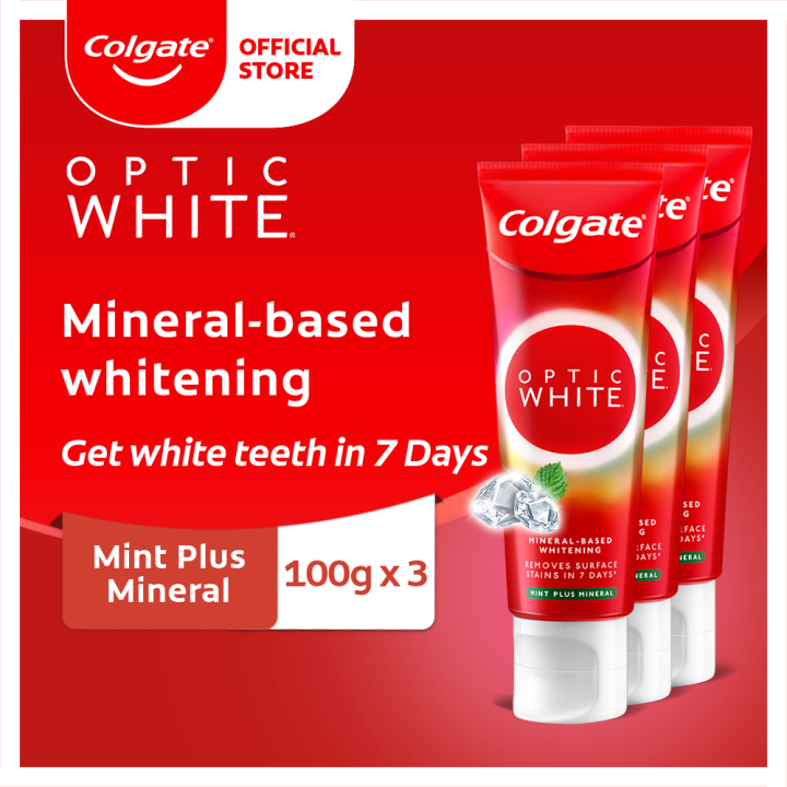 Colgate Optic White Mint Plus Mineral Toothpaste 100g Pack of 3 | Lazada PH