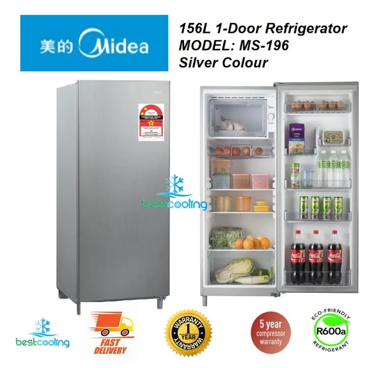 Midea Ms 196 156l 1 Door Refrigerator Silver Colour Lazada