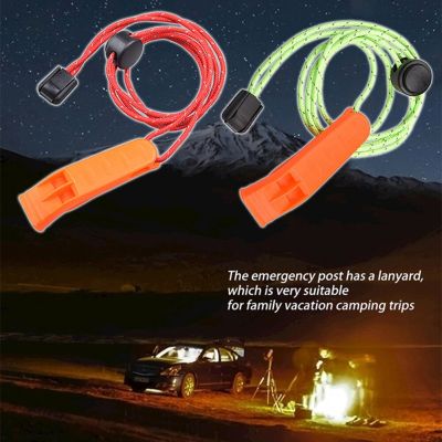 Outdoor Survival Whistle Emergency Whistle for Camping Hiking Football Basketball Double Hole with Rope Survival kits