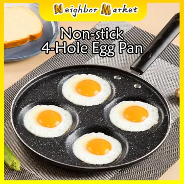 1pc Four-hole Fried Egg Pot, Household Non-stick Fry Pan For Egg, Non Stick  Ham Pancake Maker, Egg Burger Pan With Wooden Handle