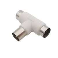 【hot】❄✇  1Pcs 2 Way TV T Splitter Coaxial Cable Male to 2x Female Connectors