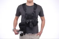 เสื้อกั๊กระบบสายคล้องอกสำหรับ Canon Nikon Sony Pentax DSLR,เสื้อกั๊กมีสายรัดด้านข้างหลายกล้อง2ตัว