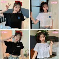 【Ready Stock】Women Korean Fashion Cartoon Print Crop tops Short-sleeved T-shirts เสอื้ ครอปแขนสน