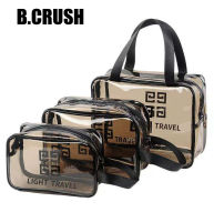 【B.Crush】Waterproof โมเดิร์นเครื่องสำอางค์โปร่งใสกระเป๋าผ้าอ้อมล้าง PVC Make การตกแต่งอัพโพส Travel Washbag