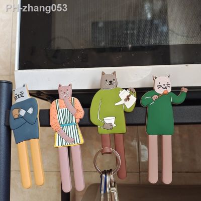 Cat Magnetic Hooks Cute Removable Fridge Sticker Refrigerator Message Magnet Coat Hanger Key Holder Storage Hook Home Decor