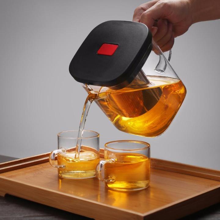 กาน้ำชาฟองแก้ว600มล-กาน้ำชาบอโรซิลิเกตป้องกันการชนถ้วยชงชาชาของขวัญ
