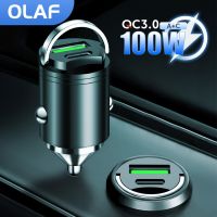 Olaf 100W Car Charger Fast Charge Charging Type C cell phone Charger Car Adapter for iPhone 13 12 Xiaomi Huawei Samsung PD QC3.0 Car Chargers