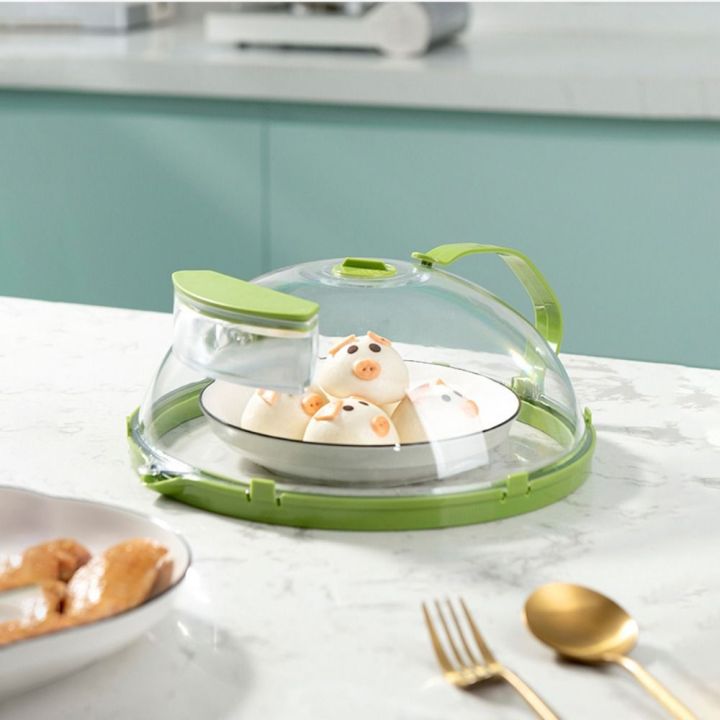 1pc Kitchen Transparent Food Cover With Handle For Microwave Oven