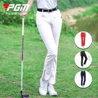 Pgm Summer Breathable Golf Trousers Female Slim Fit Sports Pants Women Elastic Long Casual Soft Zip Split Sweatpant Quick Dry Apparel