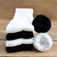 5Pairs/lot Thicken Cotton Men 39;s Socks Solid Terry Long Socks Women Black White Warm Thick Socks Male Sport Casual Calcetines