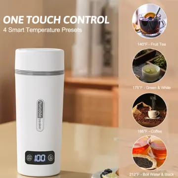 400ML Portable Electric Kettle Thermal Cup Coffee Tea Coffee Travel Water  Boiler Temperature Control Smart Water Kettle Thermos in 2023