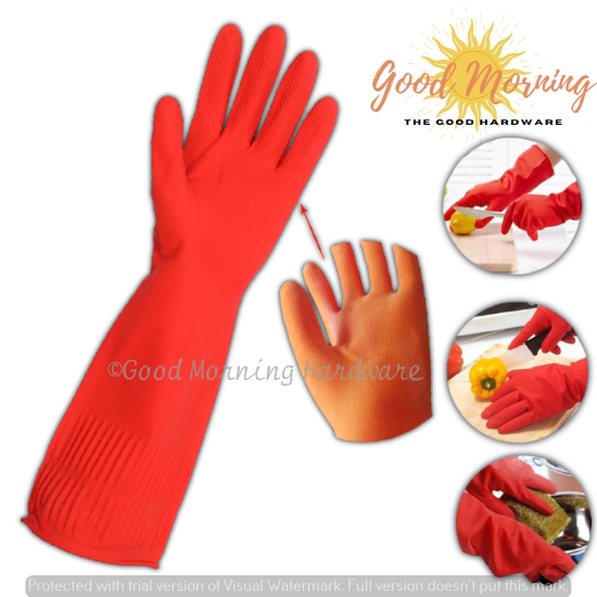 1PAIR Dishwashing Gloves Elbow Length 37CM/14"INCHES Cleaning Gloves