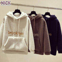 NICK Hoodies &amp; Sweatshirts ผู้หญิงสไตล์เกาหลีหลวม Plus โค้ทแจ็กเก็ตขนแกะหนาผ้าขนลูกแกะกำมะหยี่เสื้อกันหนาว