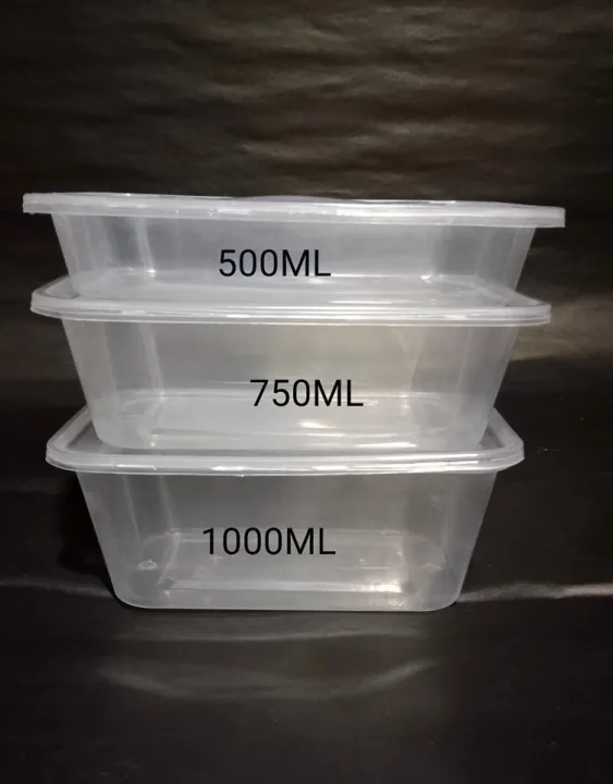 5pcs Rectangle Microwavable Food Container Plastic Tub 500ml 750ml 1000ml Lazada Ph