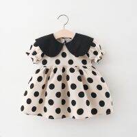 【Ladies shop】2022 SummerKidsShort SleeveChildren เด็กทารก Dot Polka Pleated DressesVestidos6M 3Y