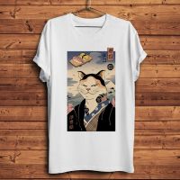 Japna Ukiyoe Cat Sushi Chef Master Funny Tshirt Men White Short T Shirt Ukiyo Tee