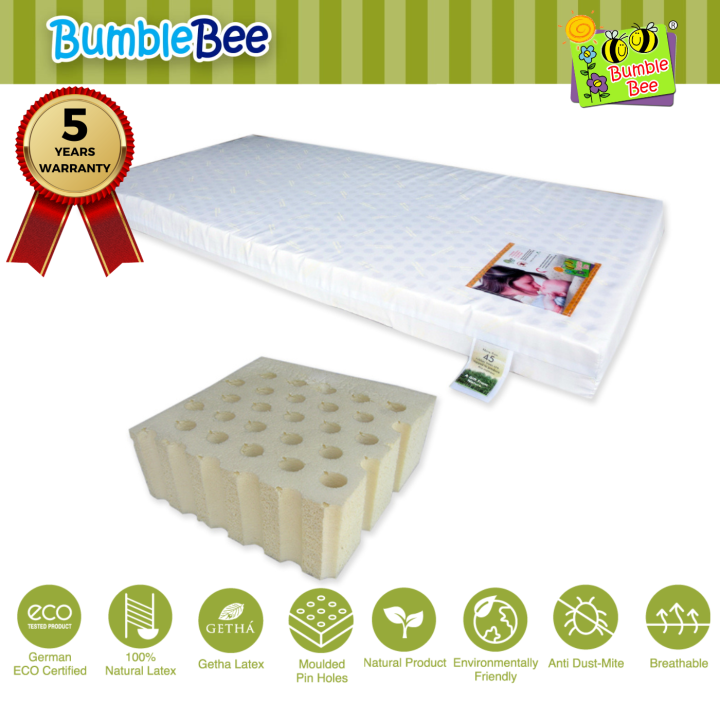 Bumble Bee 100 Natural Latex Baby Cot Mattress / Playpen Mattress